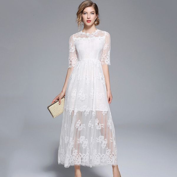 2021 white long lace new fashion womens short sleeve o-neck hollow out casual slim work office party dress vintage vestido uhrd, Black;gray
2021 white long lace new fashion womens short sleeve o-neck hollow out casual slim work office party dress vintage vestido uhrd, Black;gray