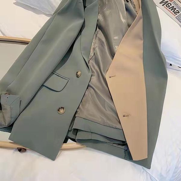 women's suits & blazers style senior sense grey green suit coat female splicing design niche small woman jacket women blazer set, White;black
women's suits & blazers style senior sense grey green suit coat female splicing design niche small woman jacket women blazer set, White;black