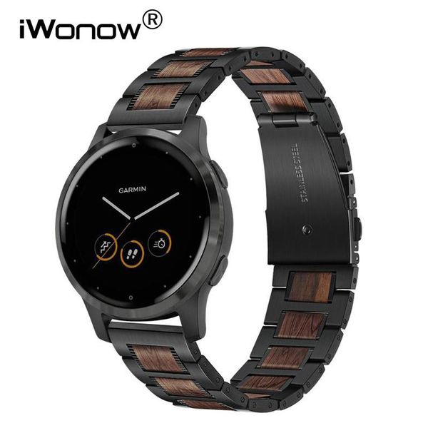watch bands stainless steel & natural wood watchband for garmin vivoactive 4 45mm / 3 venu sq vivomove hr band strap, Black;brown
watch bands stainless steel & natural wood watchband for garmin vivoactive 4 45mm / 3 venu sq vivomove hr band strap, Black;brown