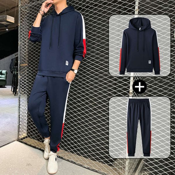 men's casual suit spring and autumn new korean fashion loose hooded solid color sweater sports pants two piece set, Black
men's casual suit spring and autumn new korean fashion loose hooded solid color sweater sports pants two piece set, Black