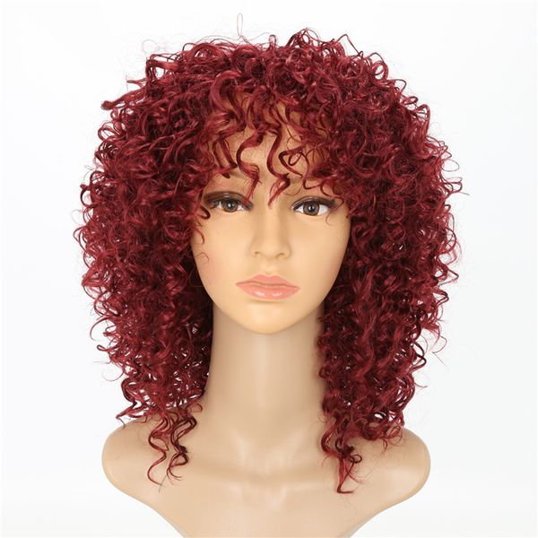 15 inches afro kinky curly synthetic wig hightemperature fiber pelucas simulation human hair wigs burgundy perruques de cheveux humains, Black
15 inches afro kinky curly synthetic wig hightemperature fiber pelucas simulation human hair wigs burgundy perruques de cheveux humains, Black