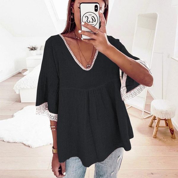 women's t-shirt spring summer 2021 women fashion half sleeve v-neck loose t-shirts ladies casual lace patchwork t shirts tees, White
women's t-shirt spring summer 2021 women fashion half sleeve v-neck loose t-shirts ladies casual lace patchwork t shirts tees, White