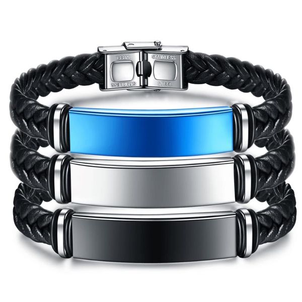 bangle vimio leather rope bracelet stainless steel braided simple laser titanium, Black
bangle vimio leather rope bracelet stainless steel braided simple laser titanium, Black