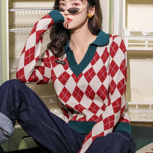brand plaid vintage womens sweater pullovers shirts autumn v neck long sleeve elegant female knitted, White;black
brand plaid vintage womens sweater pullovers shirts autumn v neck long sleeve elegant female knitted, White;black