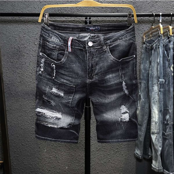 black denim shorts summer slim straight elastic pants casual men's hole trend capris, Blue
black denim shorts summer slim straight elastic pants casual men's hole trend capris, Blue