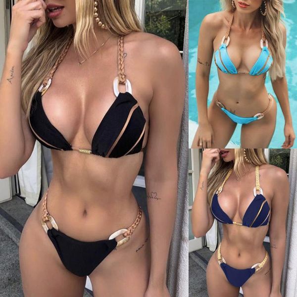 women's swimwear push up women halter string bikini set brazilian two piece solid swimsuit female bathing suit bandage biquini, White;black
women's swimwear push up women halter string bikini set brazilian two piece solid swimsuit female bathing suit bandage biquini, White;black