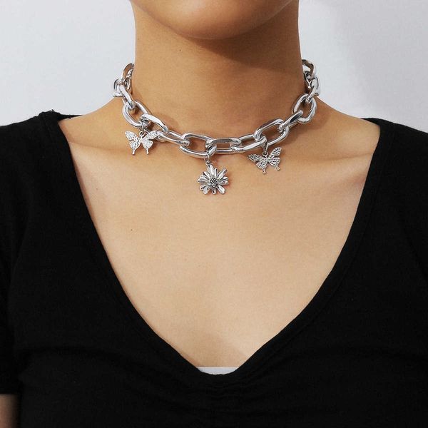 jewelry mix and match multi flower pendant for women hip hop exaggerated thick chain butterfly necklace, Silver
jewelry mix and match multi flower pendant for women hip hop exaggerated thick chain butterfly necklace, Silver