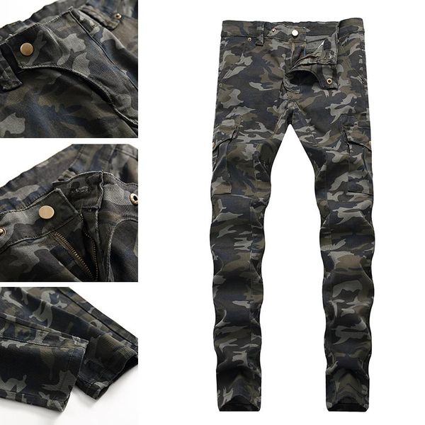 men's jeans fashionable men multi-pocket straight slim design pants denim brand camouflage, Blue
men's jeans fashionable men multi-pocket straight slim design pants denim brand camouflage, Blue