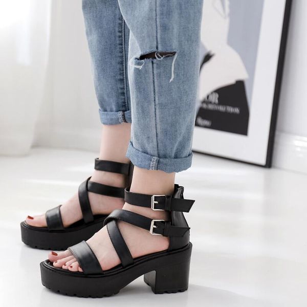 women shoes sandles block heel shoes chunky sandals casual high heels gladiators summer sandals women punk, Black
women shoes sandles block heel shoes chunky sandals casual high heels gladiators summer sandals women punk, Black