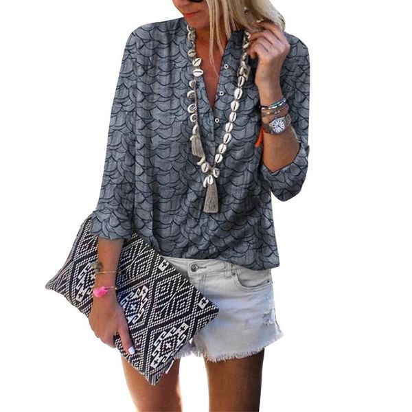women's blouses & shirts women summer print button shirt oversized v neck long sleeve office work wear ladies casual loose streetwear, White
women's blouses & shirts women summer print button shirt oversized v neck long sleeve office work wear ladies casual loose streetwear, White