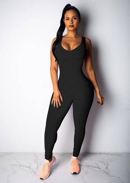 women's jumpsuits & rompers long jumpsuit for women 2021 summer round neck sleeveless backless sportswear slim solid color bodycon, Black;white
women's jumpsuits & rompers long jumpsuit for women 2021 summer round neck sleeveless backless sportswear slim solid color bodycon, Black;white