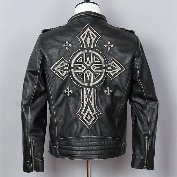 men's leather & faux 2021 fashion vintage slim fit genuine jacket men with cross black motorcycle punk style biker coat male
men's leather & faux 2021 fashion vintage slim fit genuine jacket men with cross black motorcycle punk style biker coat male