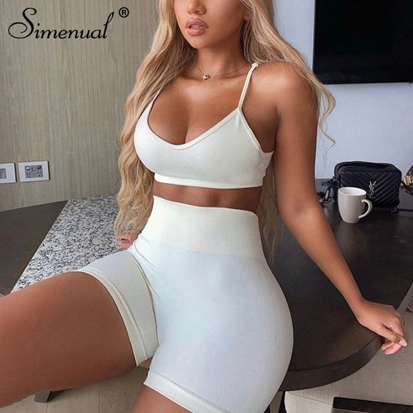 casual sporty solid matching set women workout active wear fitness 2 piece outfits 2020 sleeveless and shorts sets, White;black
casual sporty solid matching set women workout active wear fitness 2 piece outfits 2020 sleeveless and shorts sets, White;black