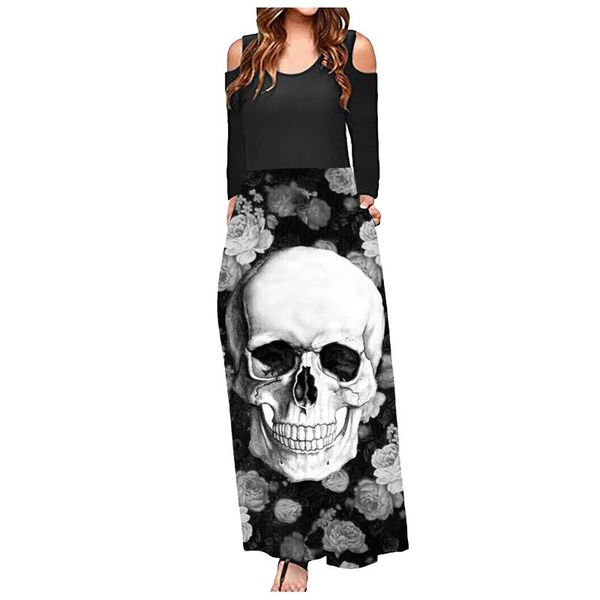 casual dresses off shoulder straight long sleeved elegant dress sleeve skull print female halloween for women, Black;gray
casual dresses off shoulder straight long sleeved elegant dress sleeve skull print female halloween for women, Black;gray