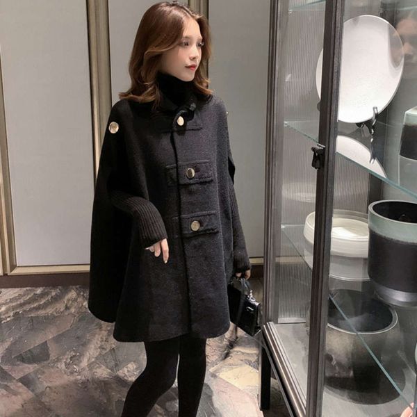 designer thickened loose women's version autumn versatile winter medium korean and long hepburn style small cape woolen coat e, Black
designer thickened loose women's version autumn versatile winter medium korean and long hepburn style small cape woolen coat e, Black