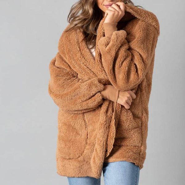 fashion warm hooded soft jacket casual ladies open front plush faux coat female winter long sleeve streetwear womens outerwear, Black;brown
fashion warm hooded soft jacket casual ladies open front plush faux coat female winter long sleeve streetwear womens outerwear, Black;brown