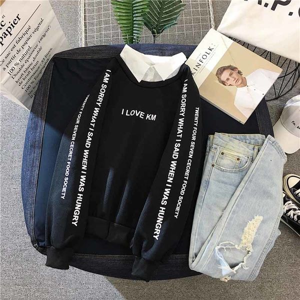 female fine autumn hoodies korean style pullovers lapel shirts letters print long casual sleeve oversized 2021 new 0tra, Black
female fine autumn hoodies korean style pullovers lapel shirts letters print long casual sleeve oversized 2021 new 0tra, Black