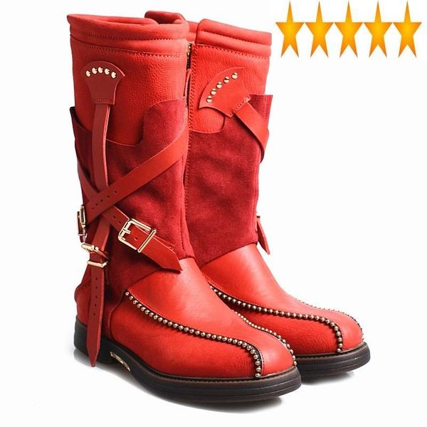 boots buckle british cross strap rivet genuine leather winter casual streetwear shoes block low heels mid calf, Black
boots buckle british cross strap rivet genuine leather winter casual streetwear shoes block low heels mid calf, Black