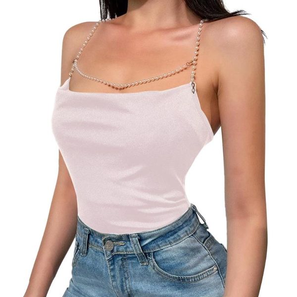women's tanks & camis women pearl chain solid color sleeveless backless bodycon slim cropped camisole summer fashion casual, White
women's tanks & camis women pearl chain solid color sleeveless backless bodycon slim cropped camisole summer fashion casual, White