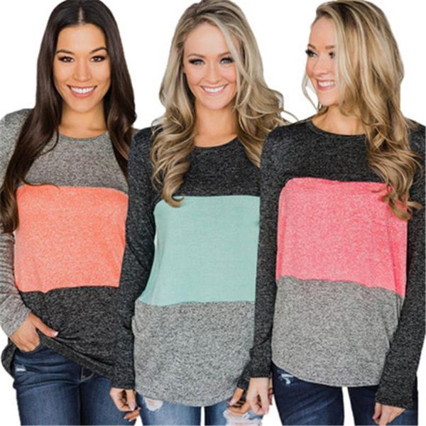 womens panelled casual t-shirt fashion trend round neck long sleeve tee summer designer female tricolor panelled casual clothing, White 
womens panelled casual t-shirt fashion trend round neck long sleeve tee summer designer female tricolor panelled casual clothing, White