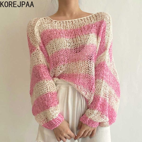 korejpaa women sweater summer korean chic gentle sweet one-shoulder striped loose long-sleeved hollow knit sunscreen 210526, White;black
korejpaa women sweater summer korean chic gentle sweet one-shoulder striped loose long-sleeved hollow knit sunscreen 210526, White;black