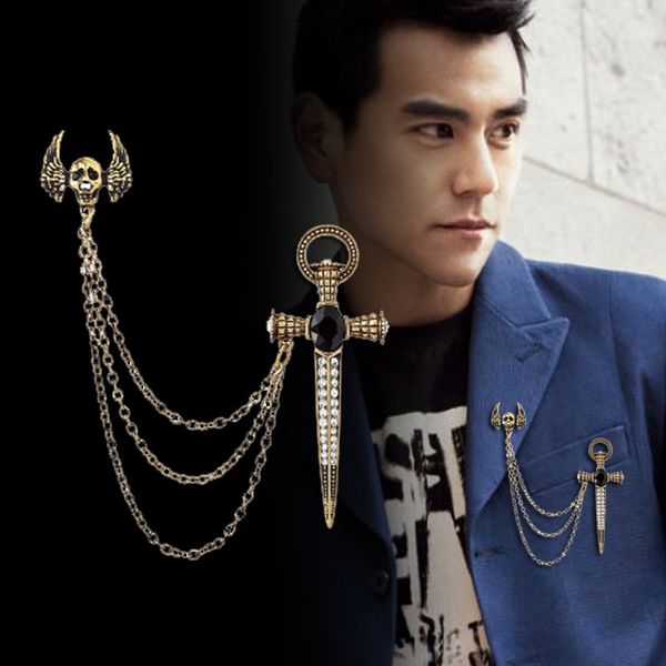luxury designers new sword cross male wing skeleton brooch suit accessories badge xmas gifts, Gray
luxury designers new sword cross male wing skeleton brooch suit accessories badge xmas gifts, Gray