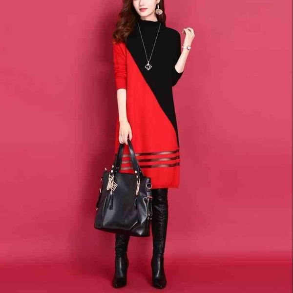 autumn winter knitted sweater dress women 2021 new fashion hit color mesh patchwork hem slim bottom dresses office lady g1214, Black;gray
autumn winter knitted sweater dress women 2021 new fashion hit color mesh patchwork hem slim bottom dresses office lady g1214, Black;gray