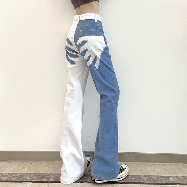 women's jeans casual patchwork flare woman fashion y2k high waist pants full length denim trousers 2021 streetwear, Blue
women's jeans casual patchwork flare woman fashion y2k high waist pants full length denim trousers 2021 streetwear, Blue