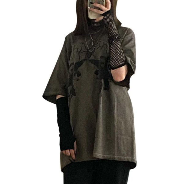 women's t-shirt summer women angel print round neck short sleeves oversized casual loose for girls brown/gray, White
women's t-shirt summer women angel print round neck short sleeves oversized casual loose for girls brown/gray, White