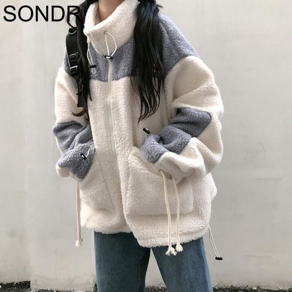 zip up jacket women winter warm lamb wool thickened stand collar color matching outwear female korea ins sweet cute fashion coat, Black
zip up jacket women winter warm lamb wool thickened stand collar color matching outwear female korea ins sweet cute fashion coat, Black