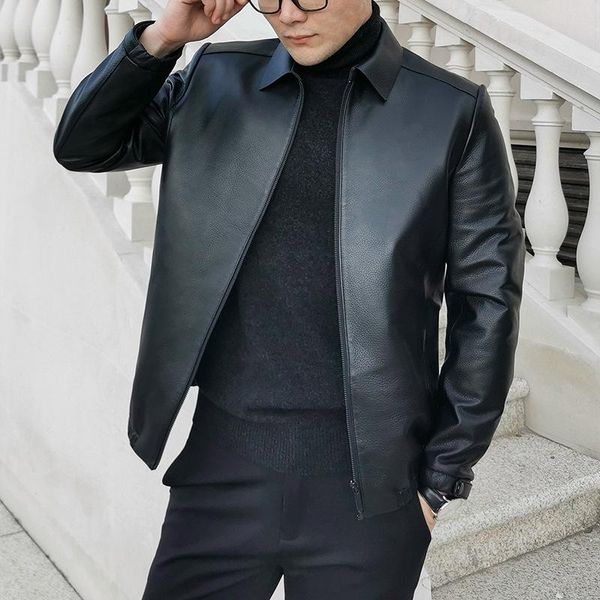 men's leather & faux natural cowhide coats small brand factory composed business really short jacket, Black
men's leather & faux natural cowhide coats small brand factory composed business really short jacket, Black