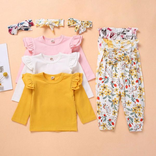 clothing sets girls casual 3pcs clothes set solid color long sleeve t-shirts floral printed pattern pants headdress for spring/ autumn, White
clothing sets girls casual 3pcs clothes set solid color long sleeve t-shirts floral printed pattern pants headdress for spring/ autumn, White