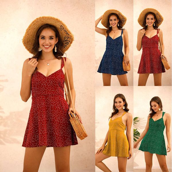 women's summer wave point suspender dress, Gray
women's summer wave point suspender dress, Gray