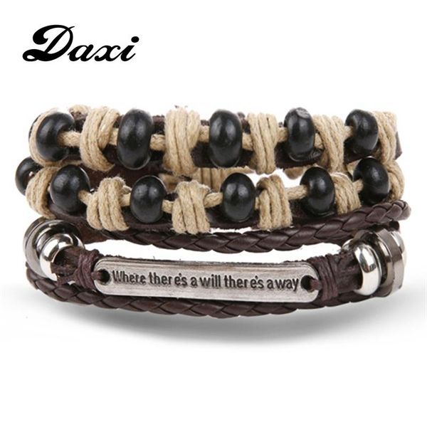 charm bracelets daxi beads combine vintage multi-layer leather bracelet men's classic rope chain jewelry gift, Golden;silver
charm bracelets daxi beads combine vintage multi-layer leather bracelet men's classic rope chain jewelry gift, Golden;silver