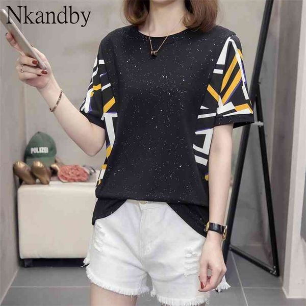 plus size striped chiffon patchwork t-shirts for women summer trendy loose short sleeve korean style oversize ladies tshirt 210708, White
plus size striped chiffon patchwork t-shirts for women summer trendy loose short sleeve korean style oversize ladies tshirt 210708, White