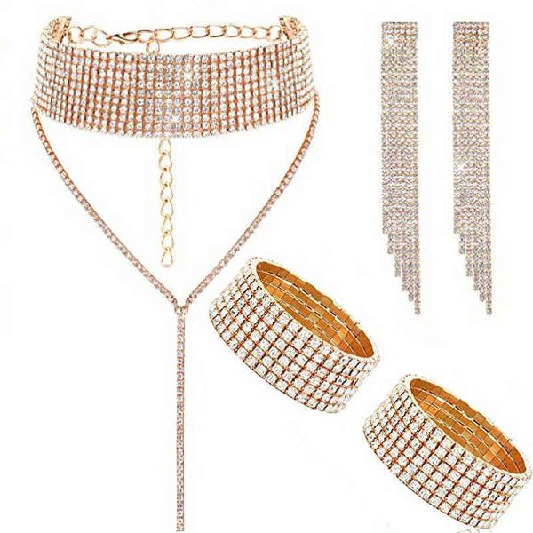 version popular neckband element necklace neckchain diamond bracelet earring four piece set, Silver
version popular neckband element necklace neckchain diamond bracelet earring four piece set, Silver