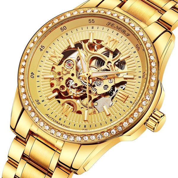 wristwatches business luxury gold men's retro design stainless steel band skeleton automatic mechanic luminous hands watches, Slivery;brown
wristwatches business luxury gold men's retro design stainless steel band skeleton automatic mechanic luminous hands watches, Slivery;brown