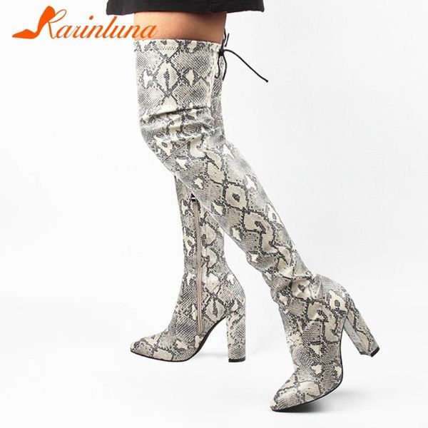 boots karin fashion women snake veins over knee high pu heels 10 cm pointed toe square heel shoes woman, Black
boots karin fashion women snake veins over knee high pu heels 10 cm pointed toe square heel shoes woman, Black