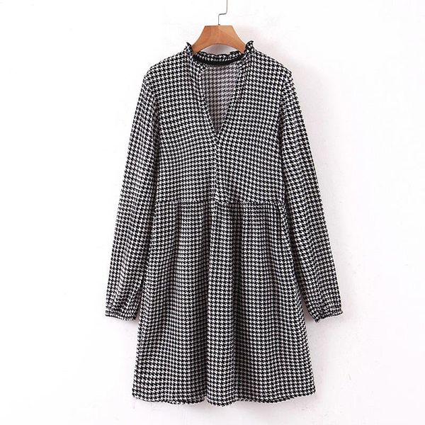 casual dresses v neck thick women fashion houndstooth printed dress elegant loose long sleeve mini, Black;gray
casual dresses v neck thick women fashion houndstooth printed dress elegant loose long sleeve mini, Black;gray