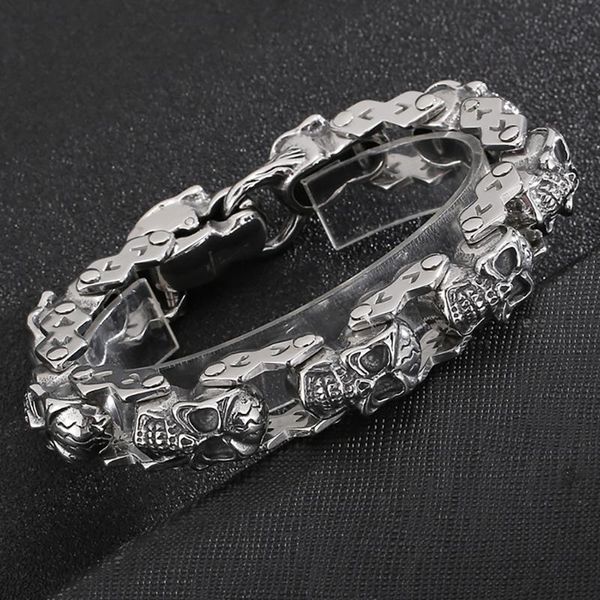 link, chain 14mm gothic men's bracelets with heavy sturdy punk rock stainless steel biker skullies bracelet male jewelry, Black
link, chain 14mm gothic men's bracelets with heavy sturdy punk rock stainless steel biker skullies bracelet male jewelry, Black