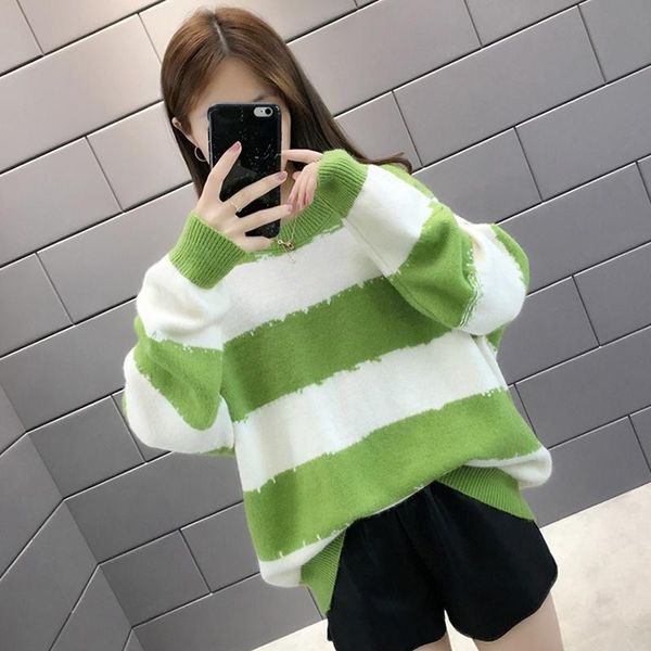 women's sweaters pullover women sweater autumn loose striped knitted plus size christmas, White;black
women's sweaters pullover women sweater autumn loose striped knitted plus size christmas, White;black