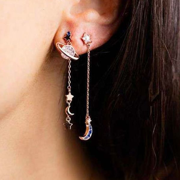 ez3162 jewelry creative niche design star moon long earrings for women, Silver
ez3162 jewelry creative niche design star moon long earrings for women, Silver