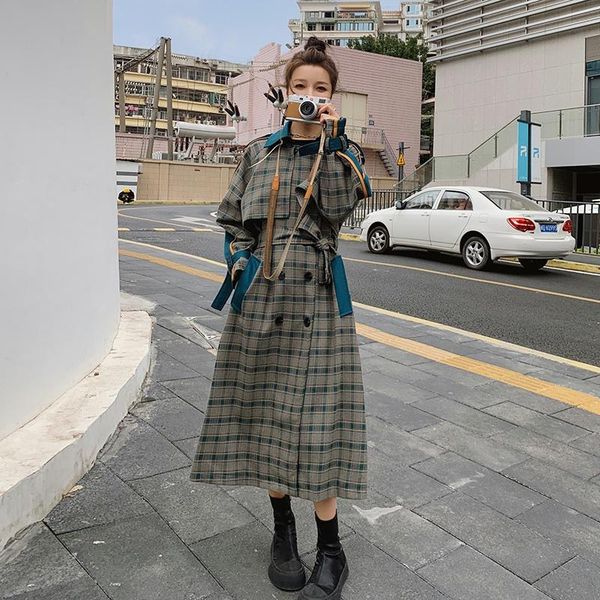 women's trench coats spring fall women fashion splice plaid oversize long coat double breasted belted loose windbreaker cloak outerwear, Tan;black
women's trench coats spring fall women fashion splice plaid oversize long coat double breasted belted loose windbreaker cloak outerwear, Tan;black