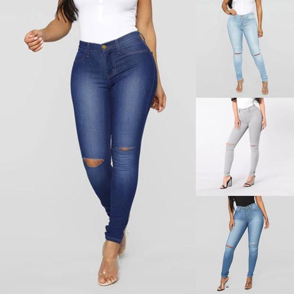high waist jeans ladies button zipper high waist hole pencil pants casual denim slim solid color elastic vintage clothes pants, Blue
high waist jeans ladies button zipper high waist hole pencil pants casual denim slim solid color elastic vintage clothes pants, Blue