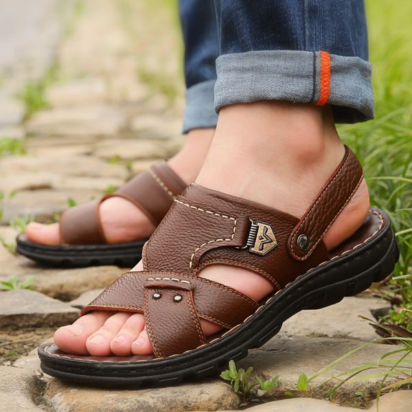 summer big size mens sandals british fashion genuine leather beach shoes mens casual massage non-slip large slippers flatsdress shoes, Black
summer big size mens sandals british fashion genuine leather beach shoes mens casual massage non-slip large slippers flatsdress shoes, Black