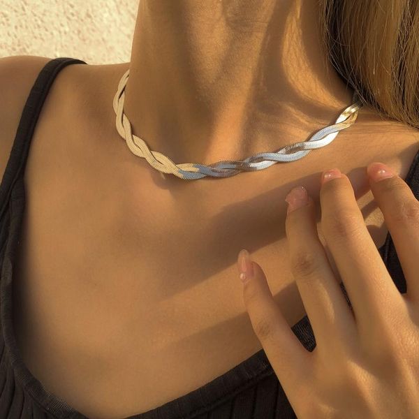 chains fashion simplicity women's layered gold snake chain chokers necklaces for women flat blade link female necklace collares, Silver
chains fashion simplicity women's layered gold snake chain chokers necklaces for women flat blade link female necklace collares, Silver