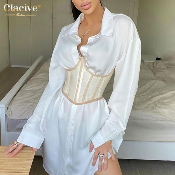 clacive bodycon white long sleeve mini shirt dress elegant turn-down collar women dresses casual high street ladies party dress, Black;gray
clacive bodycon white long sleeve mini shirt dress elegant turn-down collar women dresses casual high street ladies party dress, Black;gray