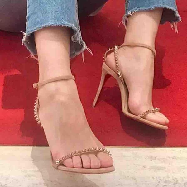 20s summer sandals suede leather with studded red bottoms designers some 100mm heels for women marry wedding party dress heels, Black
20s summer sandals suede leather with studded red bottoms designers some 100mm heels for women marry wedding party dress heels, Black