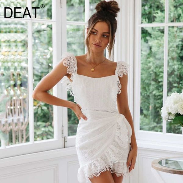 deat summer short sleeve square collar lace embroidery backless hollow out white mini dress women mj172 210709, Black;gray
deat summer short sleeve square collar lace embroidery backless hollow out white mini dress women mj172 210709, Black;gray