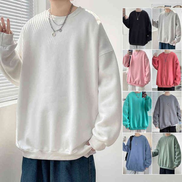 men's sweater 2021 new spring and autumn loose casual round neck sweater solid color men's pullover long sleeve bottoming shirt h1, Black 
men's sweater 2021 new spring and autumn loose casual round neck sweater solid color men's pullover long sleeve bottoming shirt h1, Black